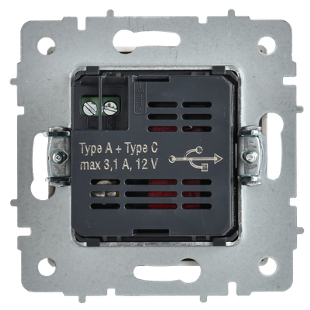 BRITE Розетка USB A+C 18Вт РЮ11-1-БрАБ арктический белый IEK