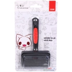 Расческа - пуходёрка для животных с каплями «ЛАПУСИКИ» прорезиненная ручка, цвет черный, 12*7,5см (блистер)✦