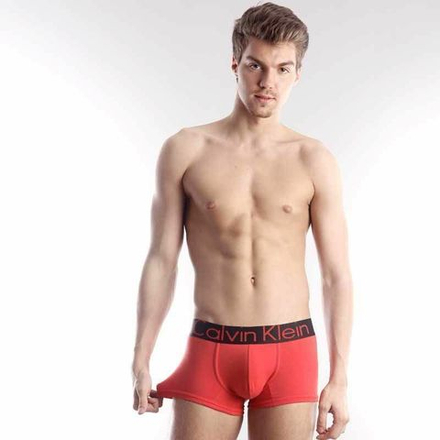 Мужские трусы боксеры красные с черной резинкой Calvin Klein Steel Red Black Waistband Boxer (Модал)