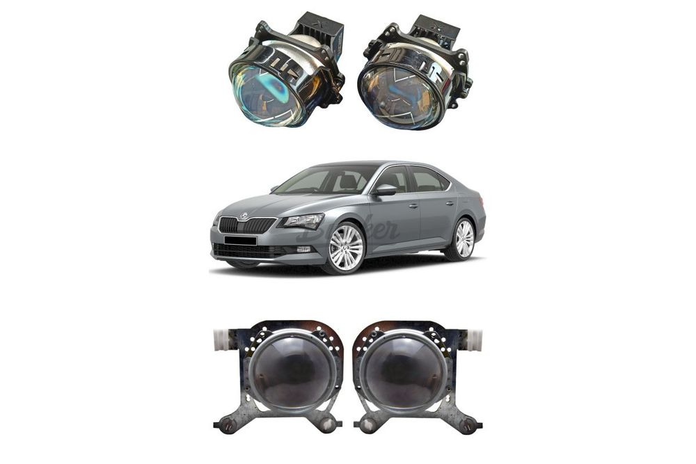 Комплект для замены штатных галогеновых линз Skoda Superb III дорестайлинг 2015-2019