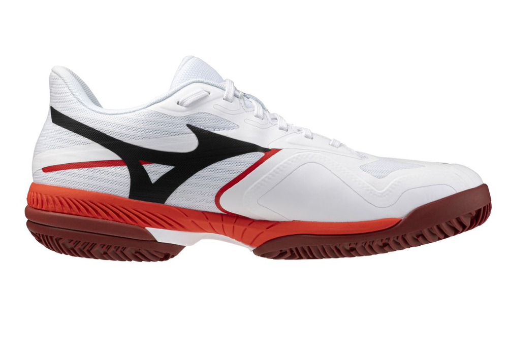 Мужские кроссовки теннисные Mizuno Wave Exceed Court CC - fiery red/white/sun/dried tomato