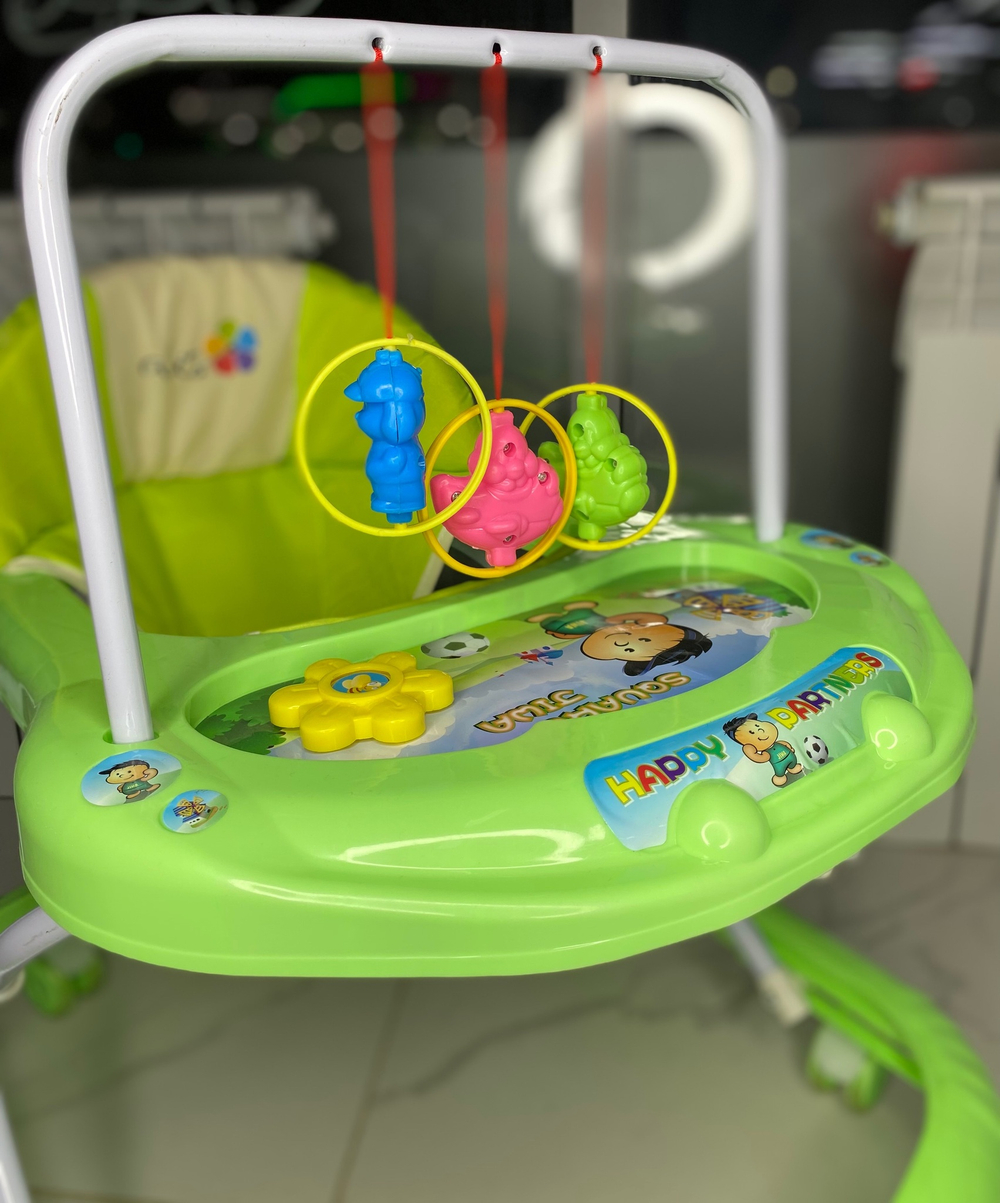 Ходунки, Alis, "Карусельки С", 7 колес, музыкальные игрушки, зеленый