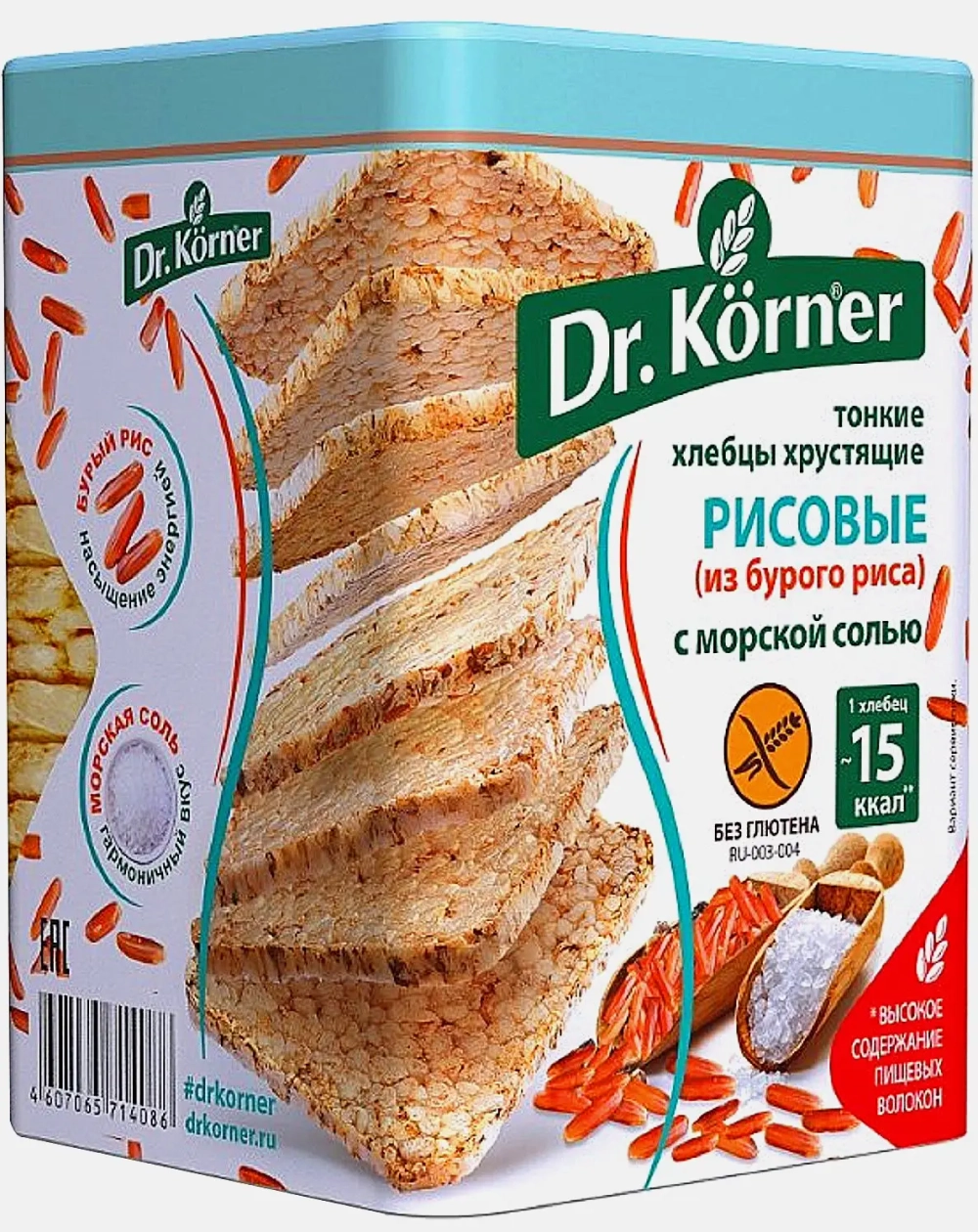 Хлебцы Рисовые с морской солью без глютена Dr.Korner 100г