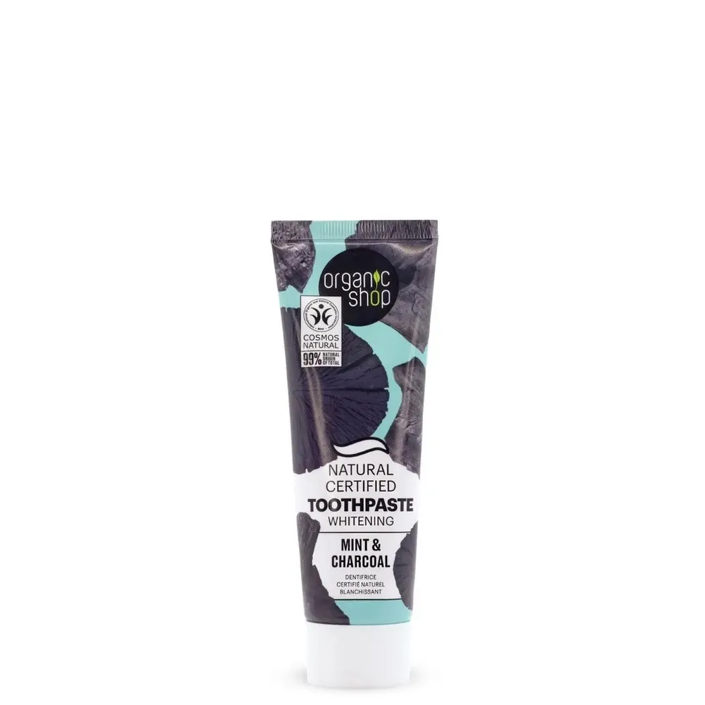 Отбеливающая зубная паста Мята и Древесный уголь, 100 гр (Organic Shop)