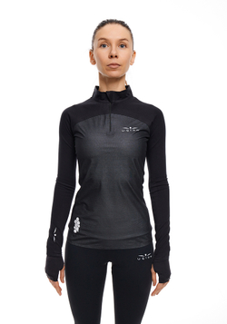 ЛОНГСЛИВ С МЕМБРАННОЙ ВСТАВКОЙ ЖЕНСКИЙ 1/2 ZIP MEMBRANE | BLACK SILVER
