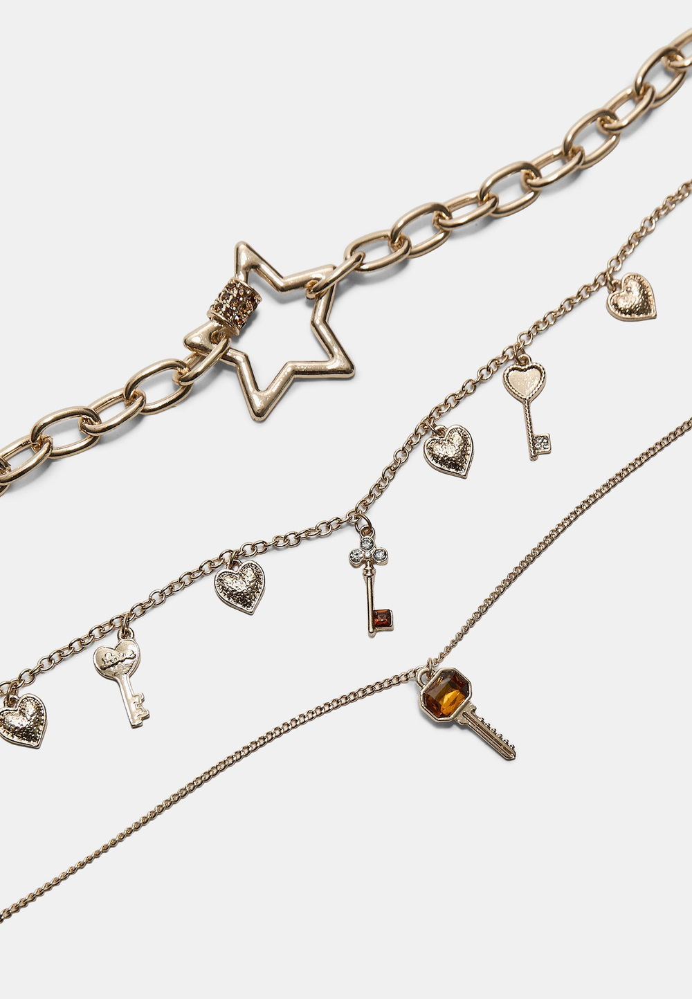 STRADIVARIUS Комплект из 3 ожерелий с подвесками, золотой