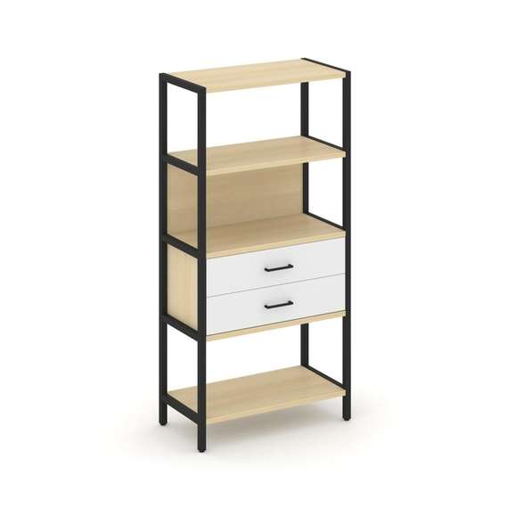 Shelf System Односекционный стеллаж четырехярусный с ящиками SN.STM-412 Акация Лорка/Белый/Металл Че