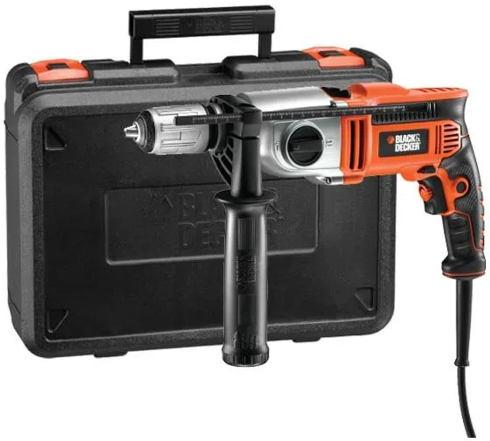 Ударная дрель BLACK+DECKER KR1102K, 1100 Вт, без аккумулятора