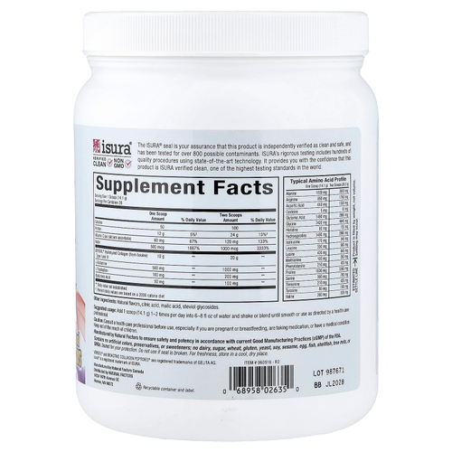 Natural Factors, Total Body Collagen™, биоактивные пептиды, со вкусом граната, 500 г (1 фунт 1 унция)