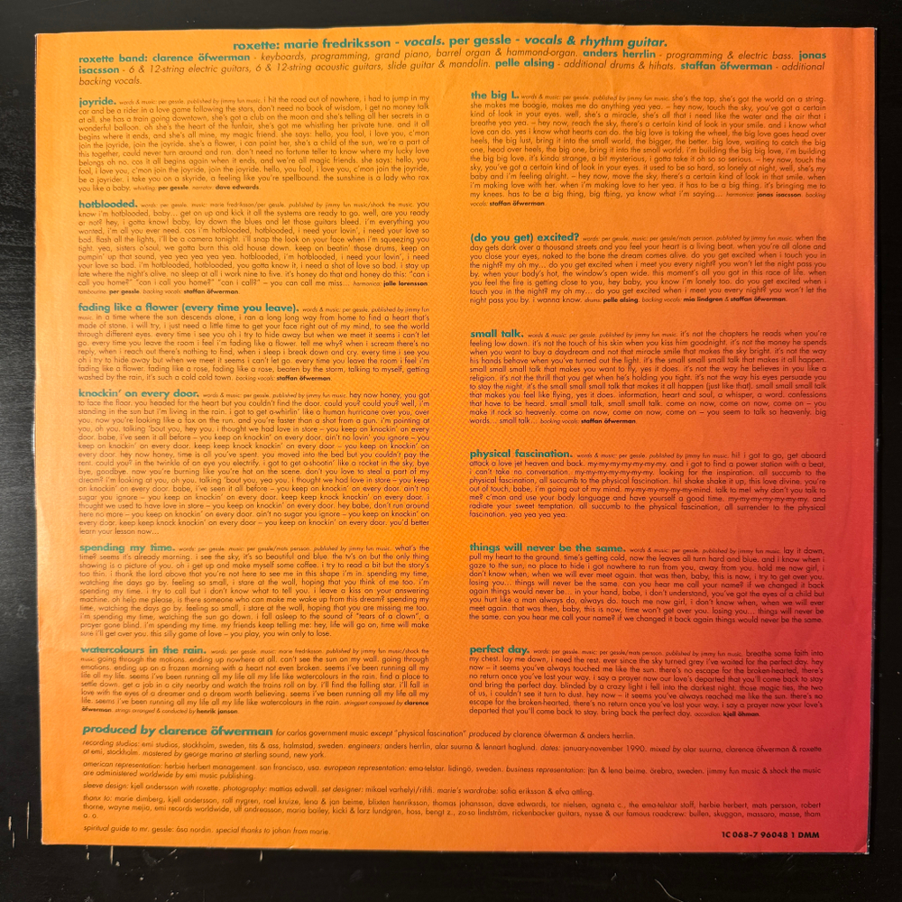 Roxette ‎– Joyride (Швеция 1991г.)