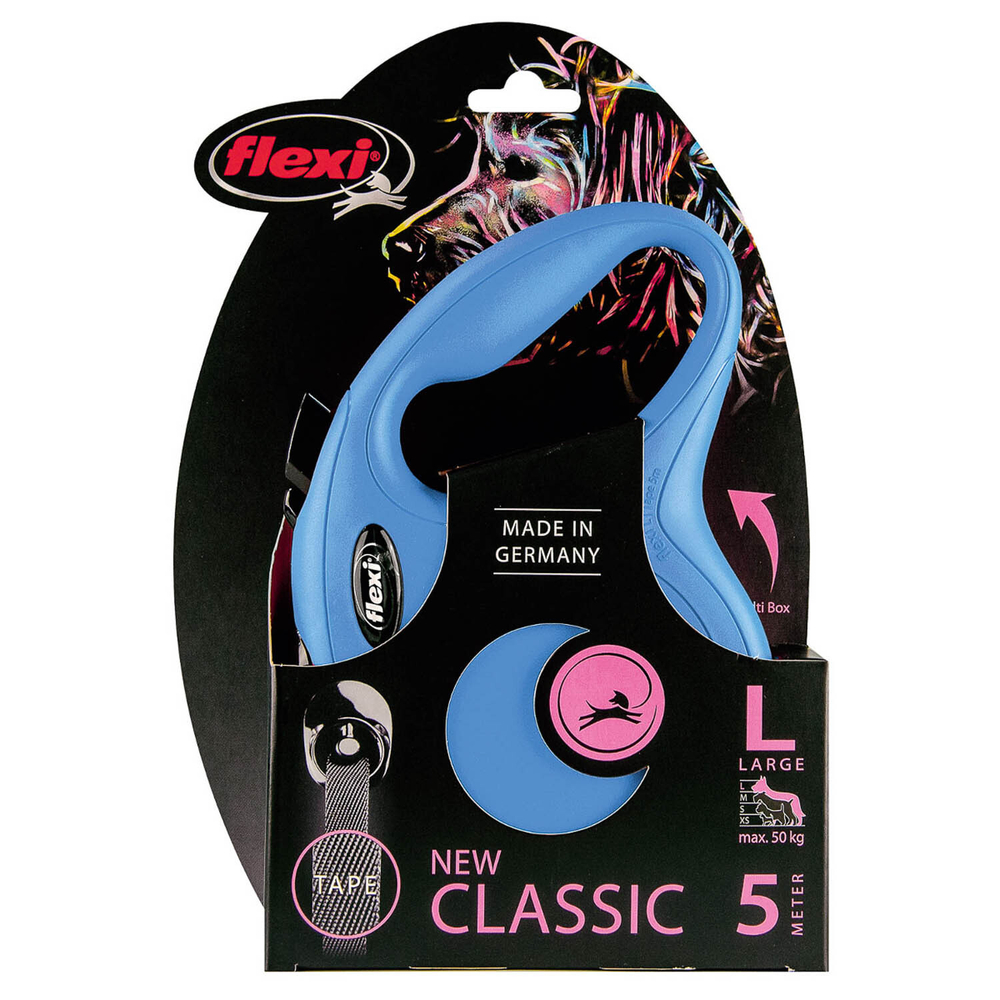 flexi рулетка New Classic L (до 50 кг) лента 5 м синяя