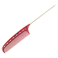 Красная супер короткая расческа 180мм для наращивания волос и плетения дредов с металлическим хвостиком Y.S. Park YS-103 Red