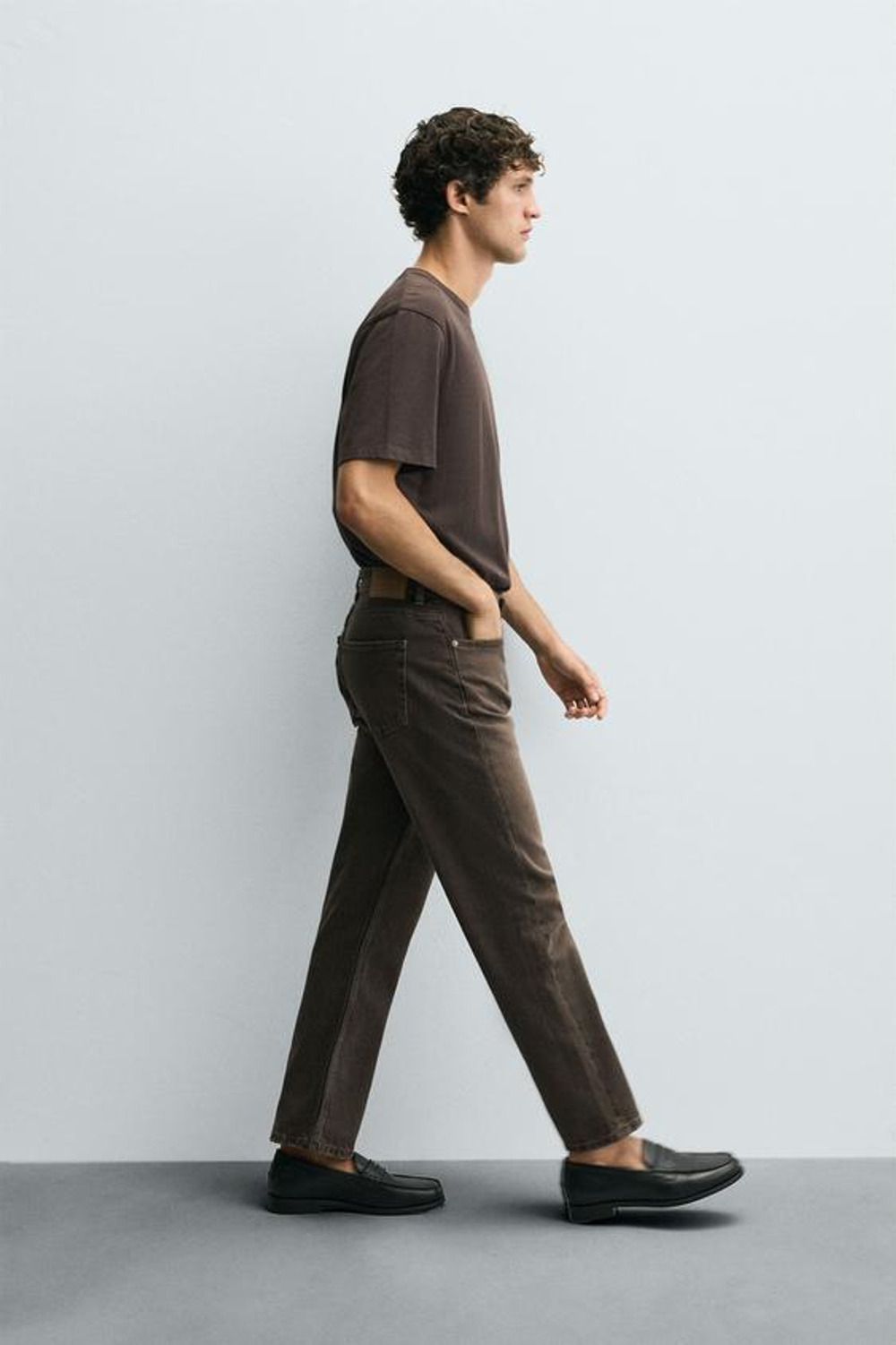 ZARA ДЖИНСЫ STRAIGHT FIT REGULAR, КОРИЧНЕВЫЙ