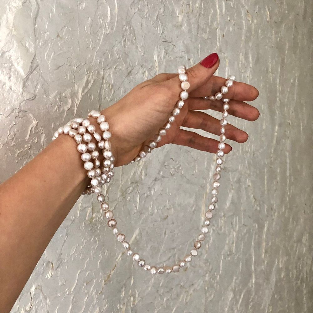 Нить речного жемчуга 120 см, цвет кремовый, Италия