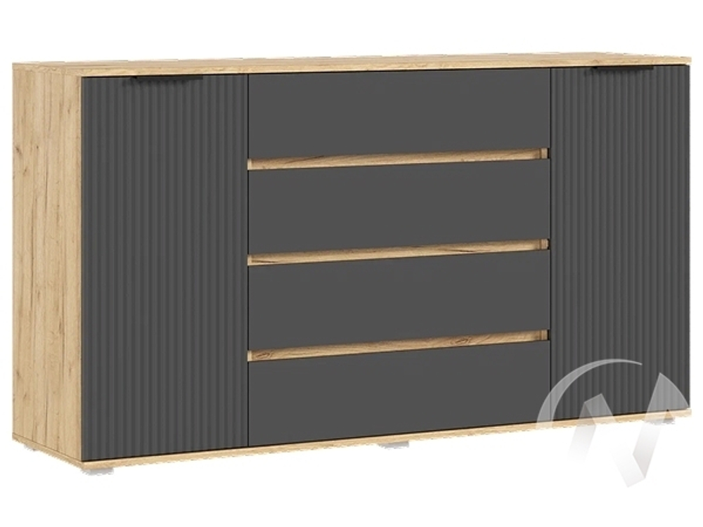 Комод 2 двери 4 ящика (1600) МС Марвэл (дуб крафт/браш графит)