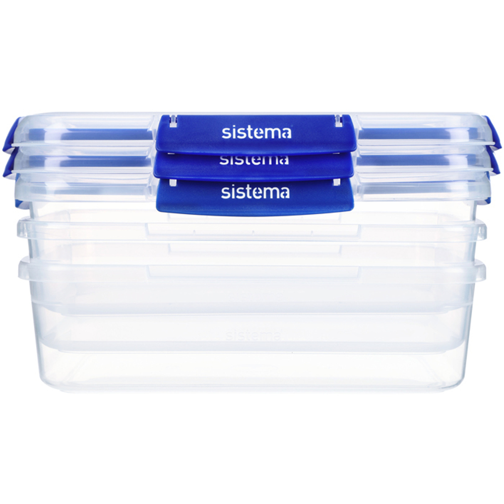 Набор контейнеров 3шт 2.2л Sistema Klip It+ синий