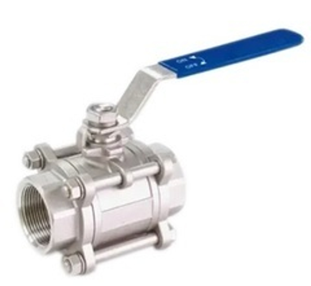 Кран шаровый муфтовый трёхсоставной нержавеющий (3PC), AISI304 DN65 (2_1/2"), (CF8), PN25