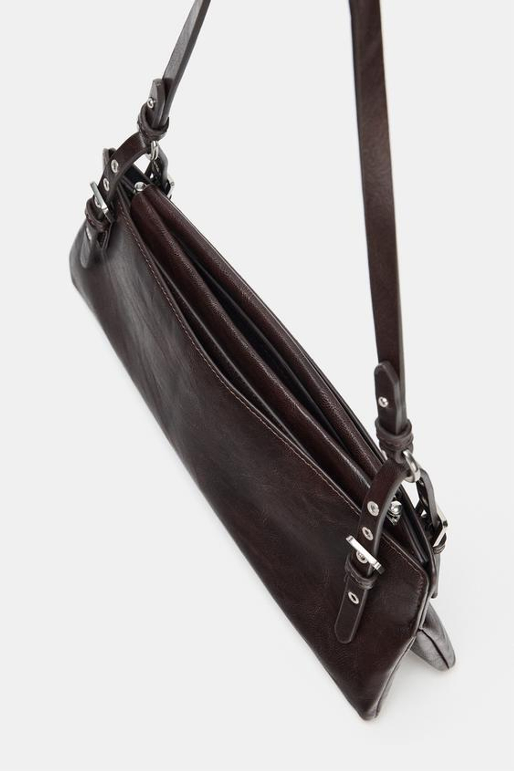 ZARA СУМКА С ЗАКЛЕПКАМИ, БОРДОВО-КРАСНЫЙ