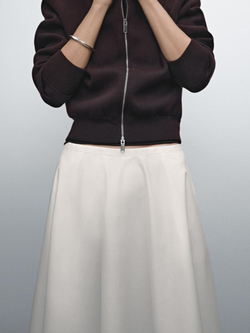 Massimo Dutti Кардиган из смесового хлопка с застежкой-молнией, коричневый