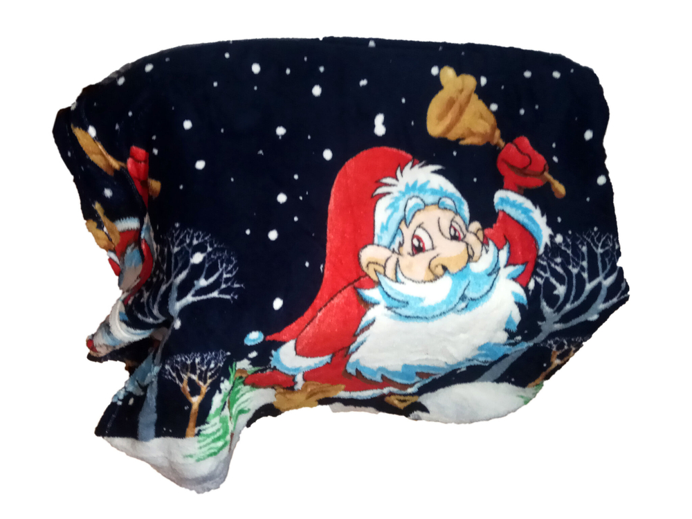 Плед новогодний синий 180х200 см