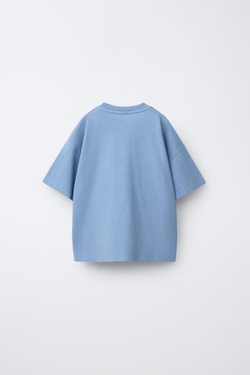 ZARA ОДНОТОННАЯ ФУТБОЛКА, ГОЛУБОЙ