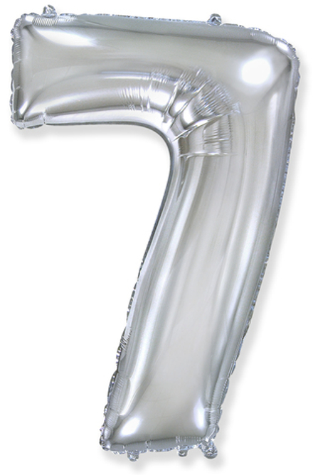 Воздушный шар (40''/102 см) Цифра, 7, Серебро