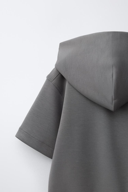 ZARA СПОРТИВНОЕ ХУДИ С КОРОТКИМ РУКАВОМ И МОДАЛОМ, АНТРАЦИТОВО-СЕРЫЙ