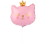 Шар Фольгированный Голова кошки в короне (Розовый)