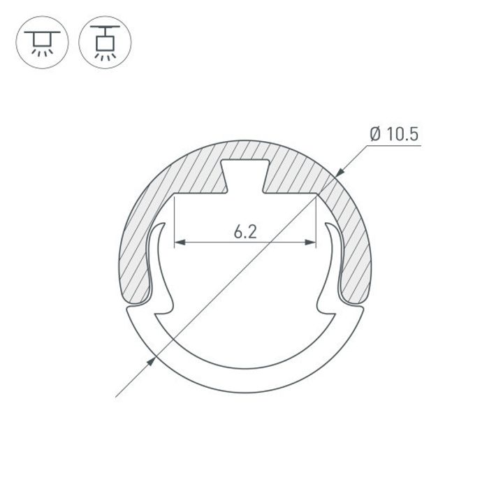 Профиль Arlight Round-D10.5-2000 Anod Black 033036