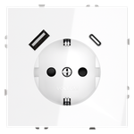 Розетка встраиваемая VOLTUM S70 с заземлением и защитными шторками, 16А, с USB, A+С, (белый глянцевы