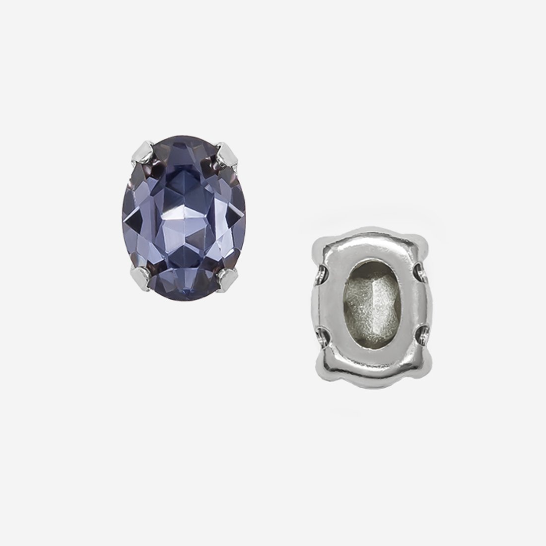 Овал (Oval Fancy Stone) в цапах, оттенок "Tanzanite", 8*6мм, родирование