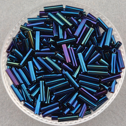 Стеклярус Miyuki Bugle, цвет #0452 (синий ирис, металлизированный)