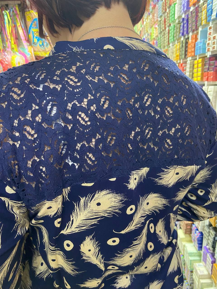 Блузка с кружевом, Вискоза (креп) 100% длина 74 см 212814