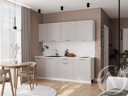 Кухня 2;2 м "Хейли" белый; кашемир (корпус белый)