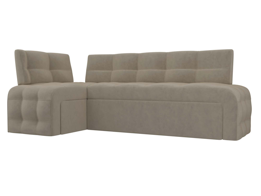 Диван кухонный угловой Люксор левый угол, Бежевый, Микровельвет, 28605L