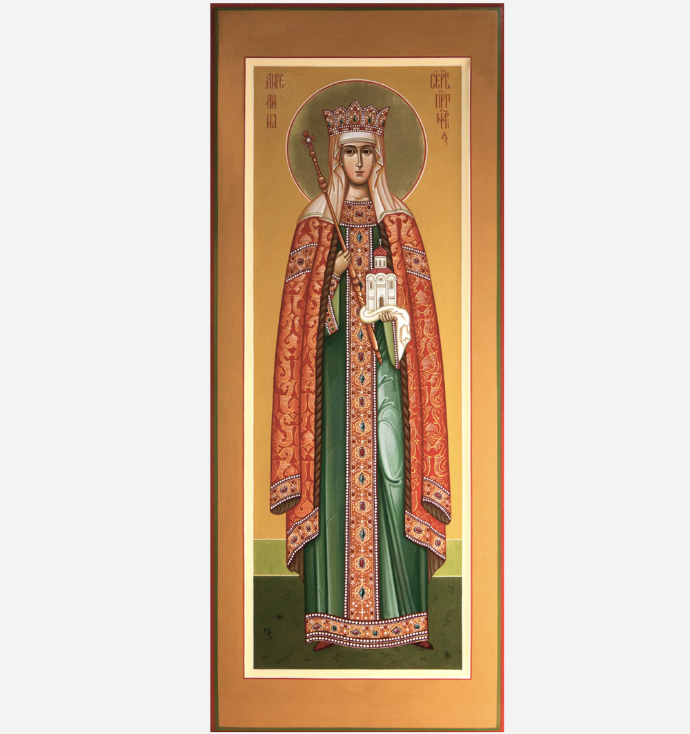 Ангелина Сербская (Бранкович) преподобная королева деревянная икона на левкасе
