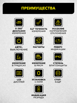 Уровень-угломер электронный с магнитом 400 мм TECHNICOM TC-LA400