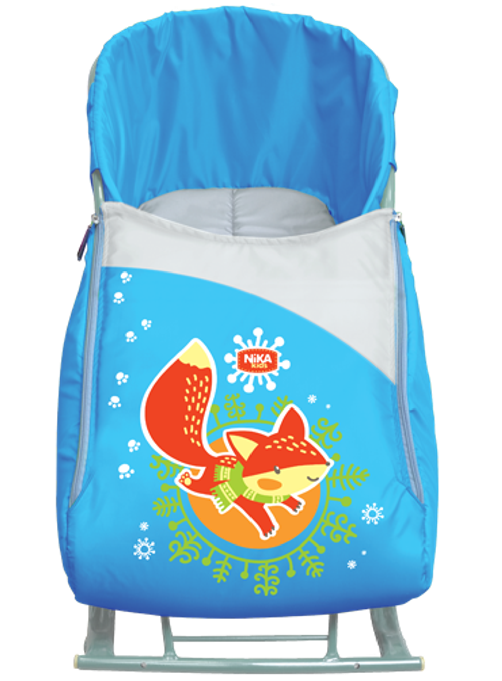 Сиденье мягкое для санок с чехлом на двух молниях, с рисунком (цвета в ассортименте)