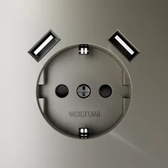 Розетка встраиваемая VOLTUM S70 с заземлением и защитными шторками, 16А, с USB, A+A, (шелк) vls040404