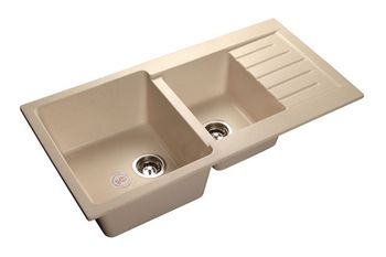 GRANFEST Мойка мрамор PRACTIC GF-P--980KL  2 чаши с  крылом 980*510 мм  белый