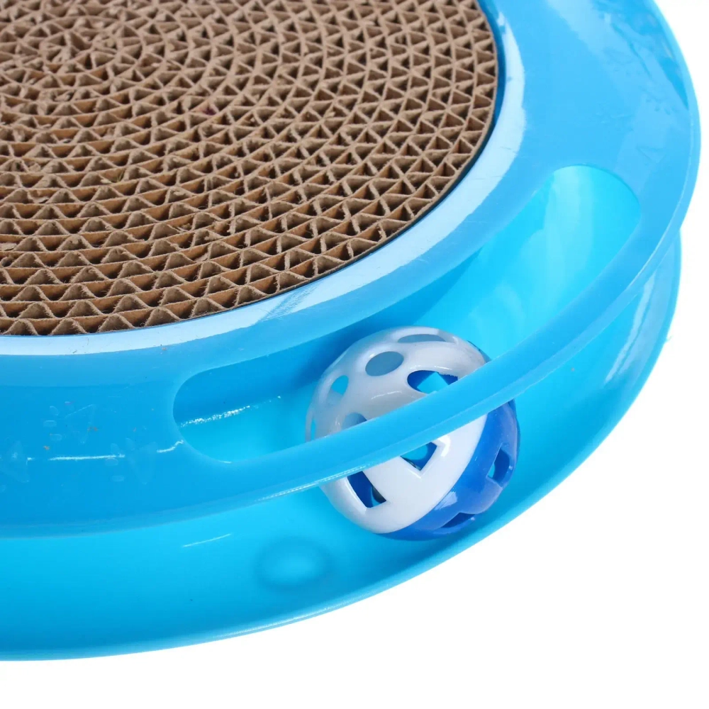 Игрушка для кошек интерактивная с пружинкой перышками «ЛАПКИБум», цвет голубой, 36*25см