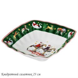 Lenardi 305-182 Квадратный салатник 22.5х6см НОВЫЙ ГОД в под.уп.(х18)Фарфор