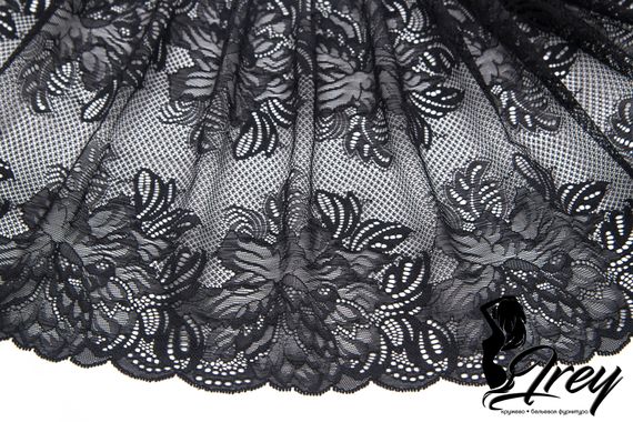 Кружево эластичное 22 см, арт. 03-115, черный
