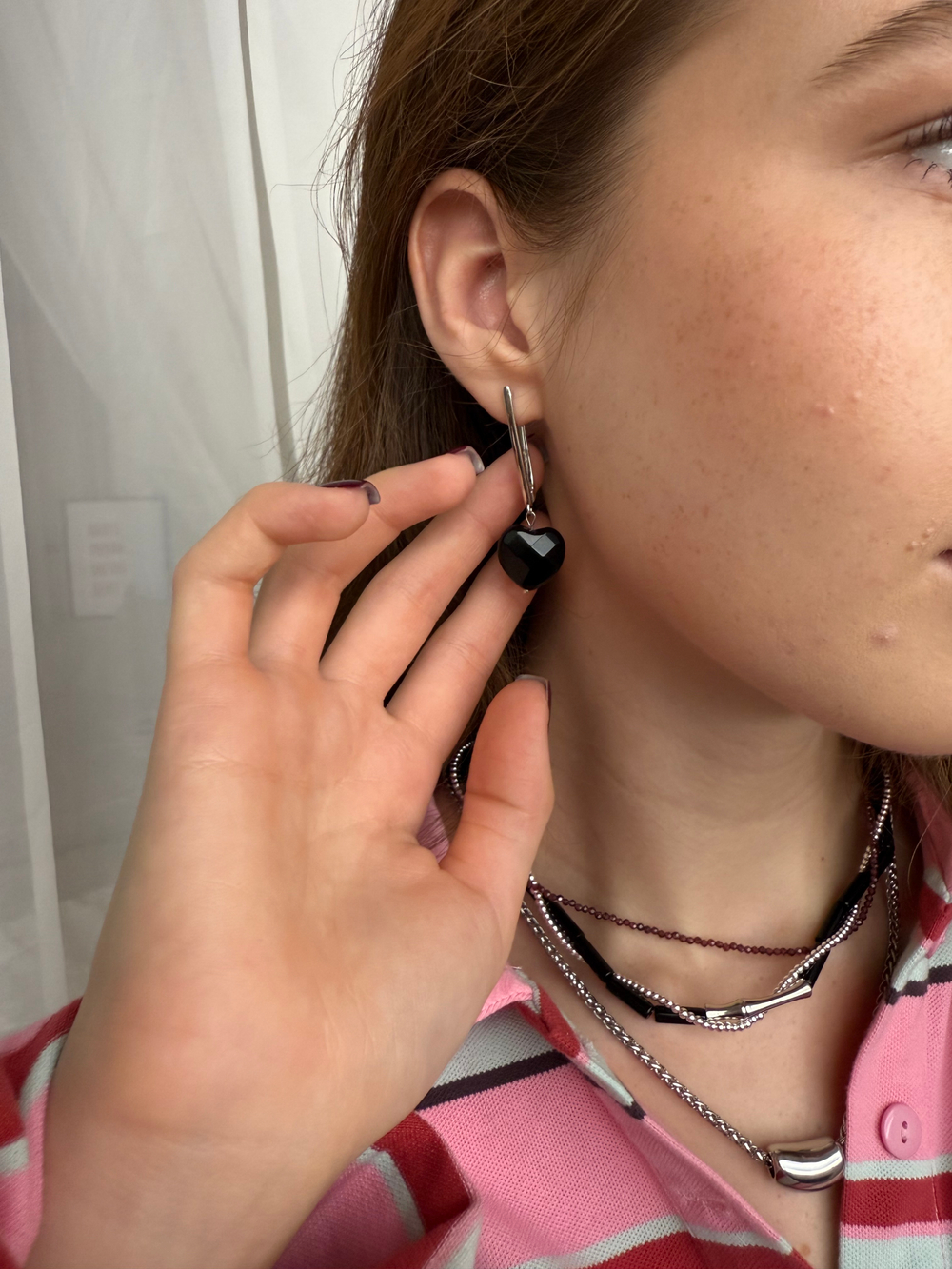 Серьги с черным агатом, высшее качество «925»