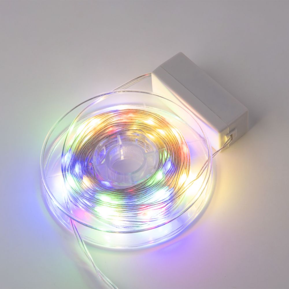 ULD-S1000-100-DTA MULTI IP20 DEW BAND Гирлянда светодиодная Полоса. 10м. 100 светодиодов. Разноцветный свет. Провод прозрачный. ТМ Uniel