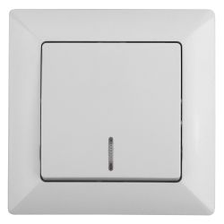 Выключатель Intro Solo 4-102-01 одноклавишный с подсветкой, 10А-250В, IP20, СУ, белый