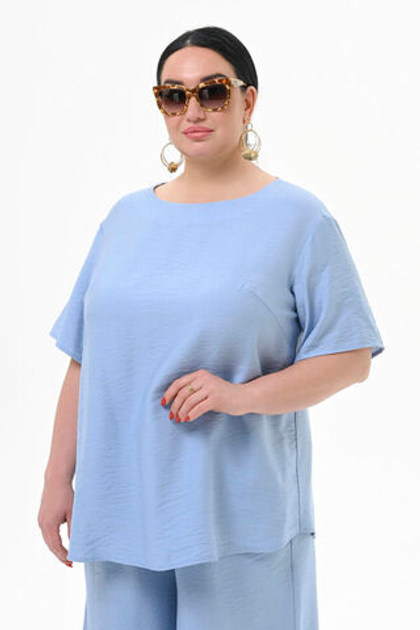 Блуза прямого силуэта из вискозы, небесный цвет