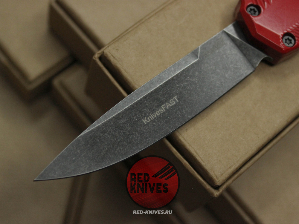 Нож Kershaw Livewire 9000 - рукоять красная, 50 лет, клинок блэквош