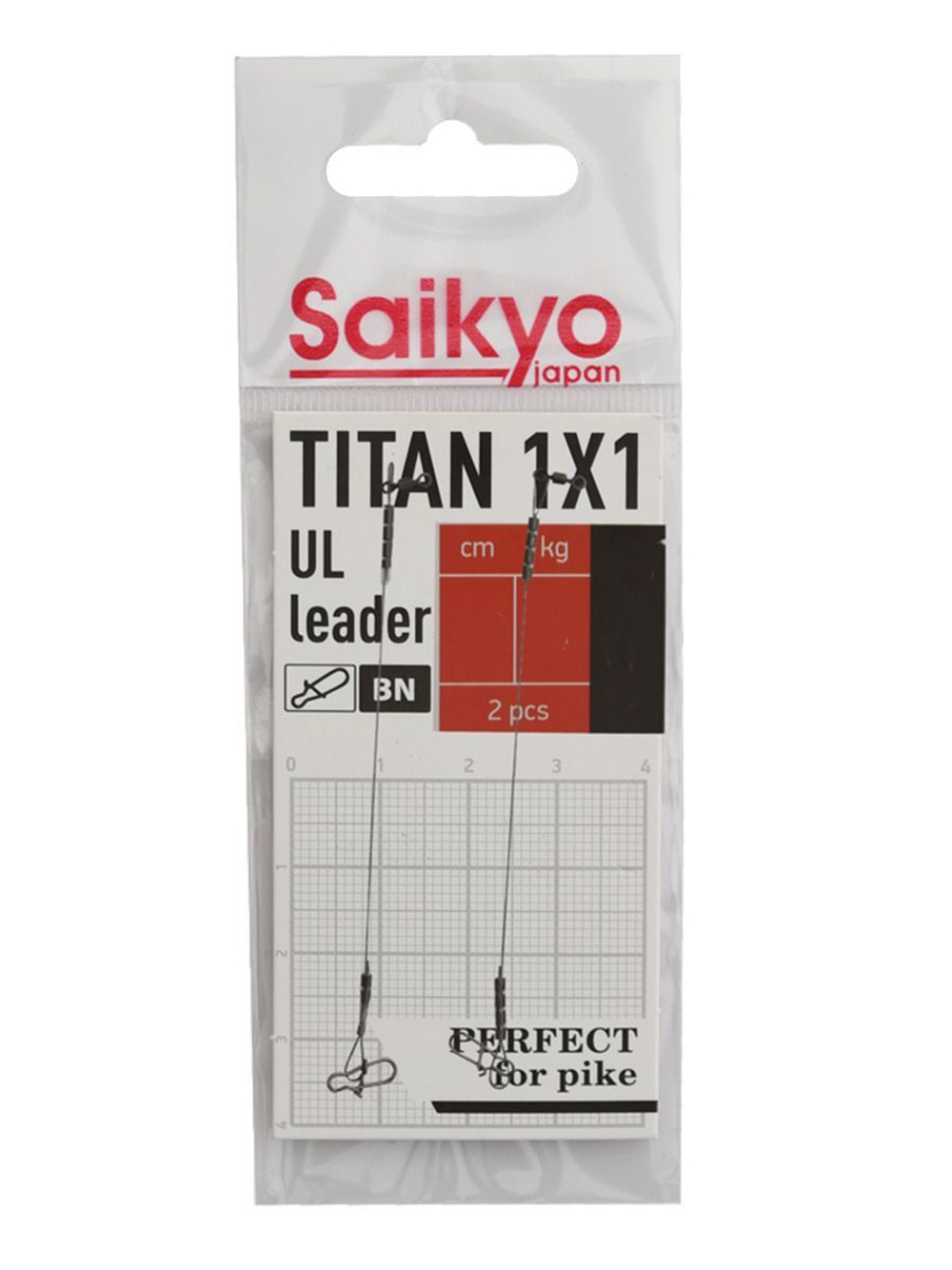 Поводок для рыбалки Saikyo Titan 1x1 UL STOUL1504, 4кг/15см, 2 штуки в комплекте