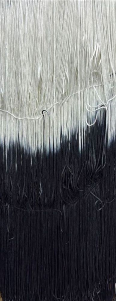 Тесьма текстиль бахрома градиент, ш. 50 см, серый/ чёрный